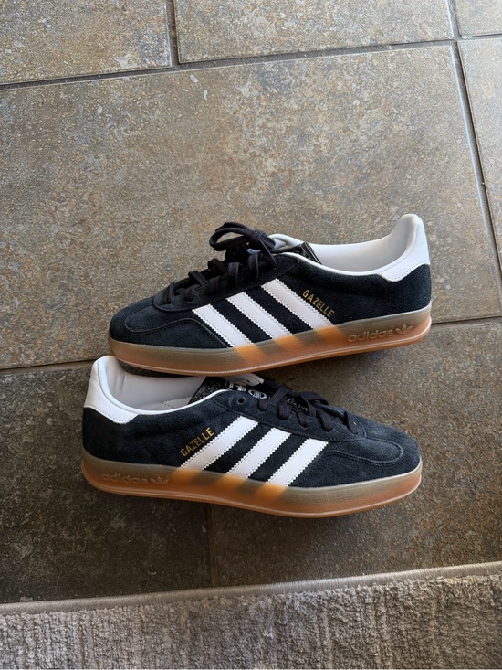 adidas Shoes - adidas Gazelle Indoor Sneakers Black White Stripes and Gum Sole Size 8.5W/7.5M